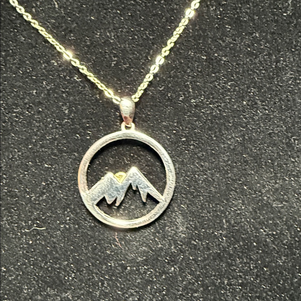 925 Silver Mountain Circle Pendant Necklace - Women Jewelry
